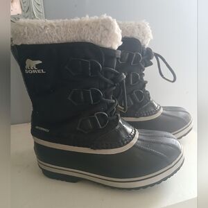 Girls Sorel Black Waterproof Winter Boots Size 1